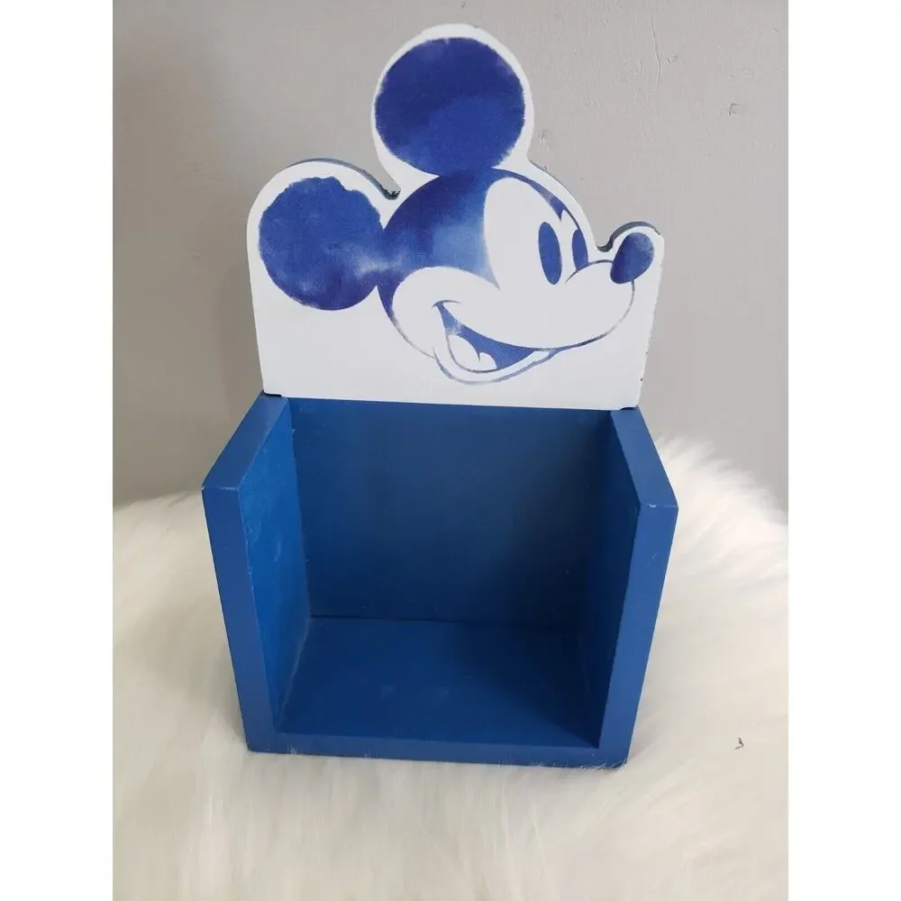 Disney Mickey Mouse Perpetual‎ Wood Blue Block Desk Office Wall Calendar Decor